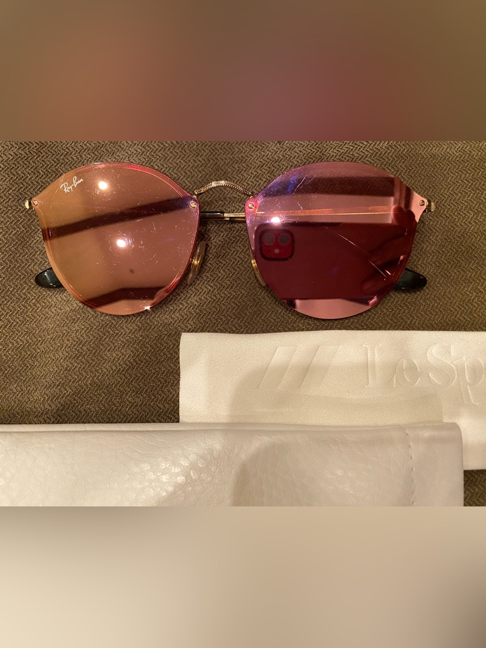 RAY-BAN Sunglasses New Blaze Round Gold Pink Mirror RB3574N 001/E4 59 145 New